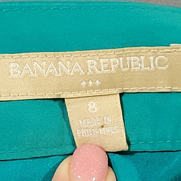 Skirt Midi Classy A-Line Green Scuba Banana Republic Women Size 8 Lined Side Zip - Picture 9 of 12